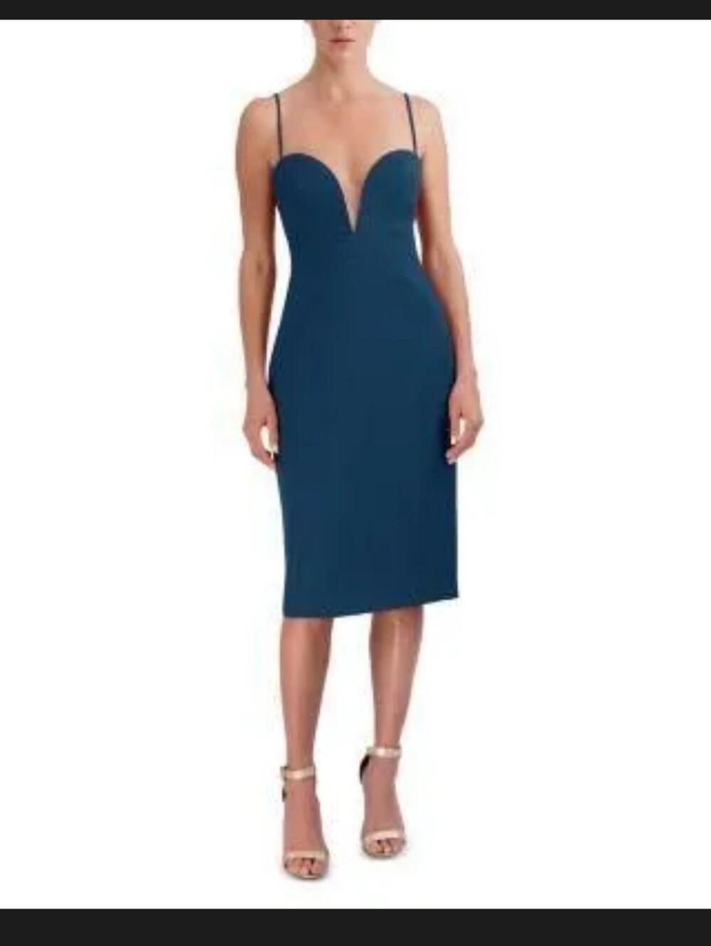 Bcbg Sleeveless Teal Plunge Sheath Dress Size 10